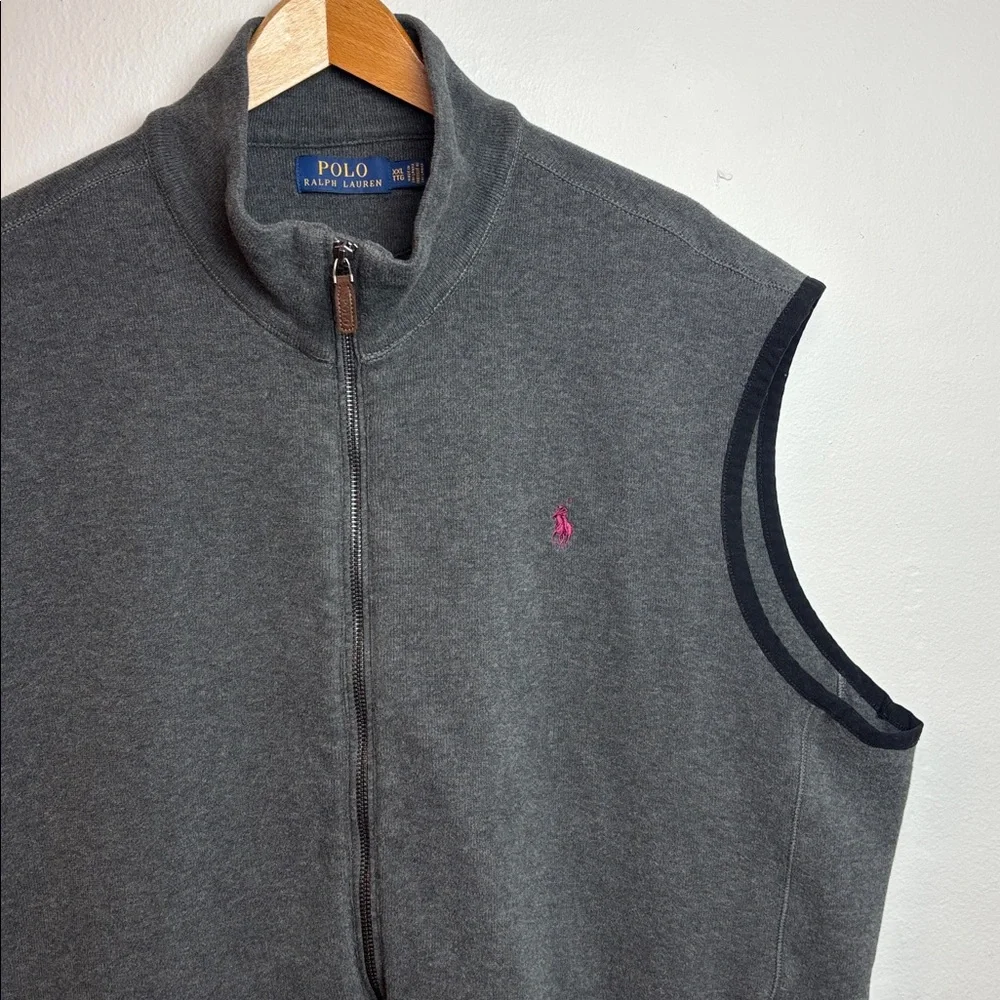 Polo Ralph Lauren Men's Gray Full-Zip‎ Sweater Vest XXL Classic Preppy Layering